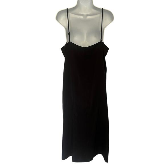 BCBGENERATION Midi Slip Dress Sz Large Lace Insert Black Slits Whimsigoth Adjust - Picture 6 of 14